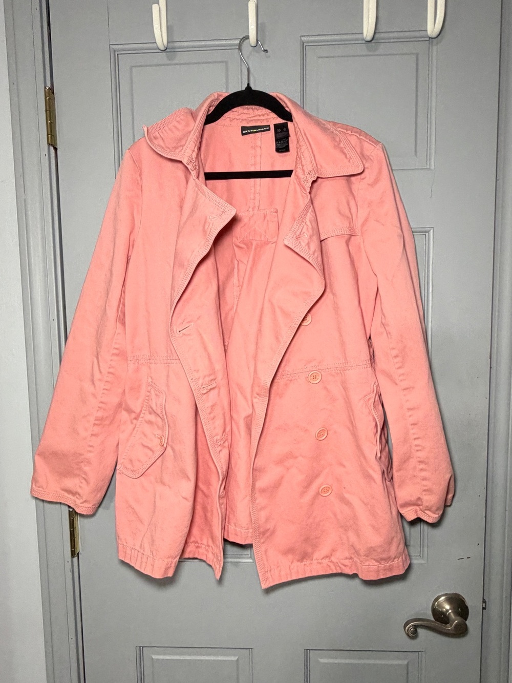 Vintage DKNY Jeans Pink Utility Trench Jacket Women’s XL Y2K Lightweight